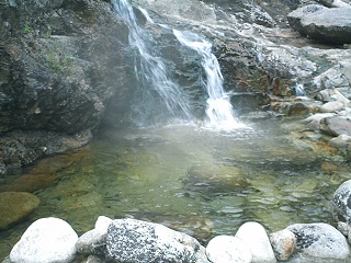 The first source and hot waterfall-fed pools